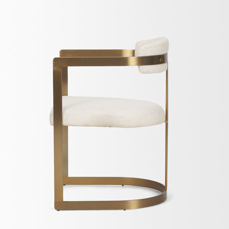 Hollyfield II Cream Fabric Seat W/ Gold Iron Frame Dining Chair by Mercana at Eve Furniture