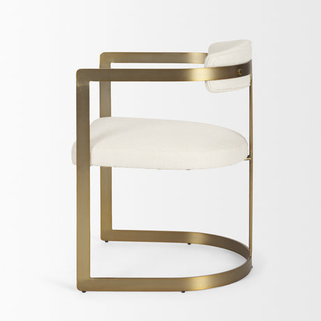 Hollyfield II Cream Fabric Seat W/ Gold Iron Frame Dining Chair by Mercana at Eve Furniture