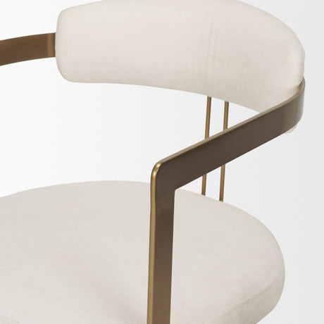 Hollyfield II Cream Fabric Seat W/ Gold Iron Frame Dining Chair by Mercana at Eve Furniture