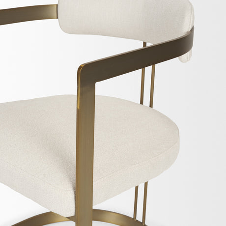 Hollyfield II Cream Fabric Seat W/ Gold Iron Frame Dining Chair by Mercana at Eve Furniture