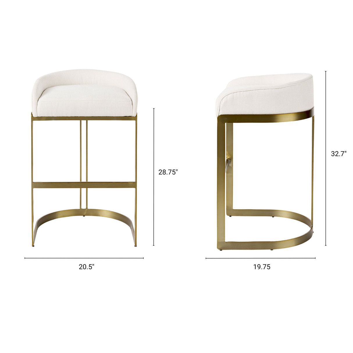 Hollyfield II Cream Fabric Seat W/ Gold Metal Base Bar Stool by Mercana at Eve Furniture