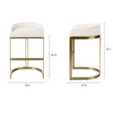 Hollyfield II Cream Fabric Seat W/ Gold Metal Base Bar Stool by Mercana at Eve Furniture