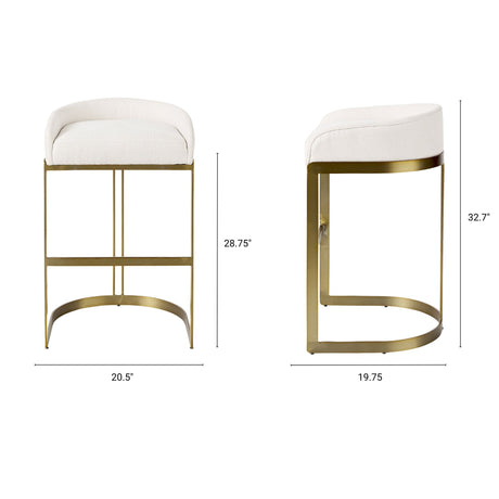 Hollyfield II Cream Fabric Seat W/ Gold Metal Base Bar Stool by Mercana at Eve Furniture
