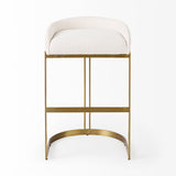 Hollyfield II Cream Fabric Seat W/ Gold Metal Base Bar Stool by Mercana at Eve Furniture