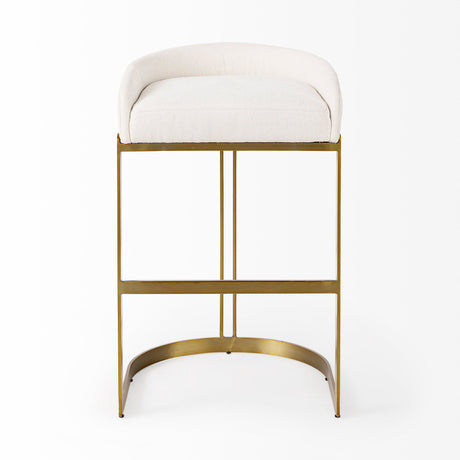 Hollyfield II Cream Fabric Seat W/ Gold Metal Base Bar Stool by Mercana at Eve Furniture