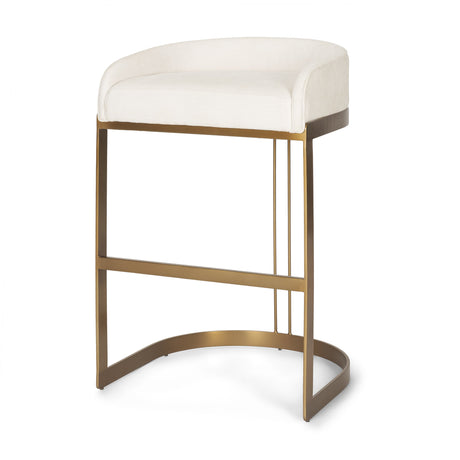 Hollyfield II Cream Fabric Seat W/ Gold Metal Base Bar Stool by Mercana at Eve Furniture