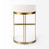 Hollyfield II Cream Fabric Seat W/ Gold Metal Base Bar Stool by Mercana at Eve Furniture