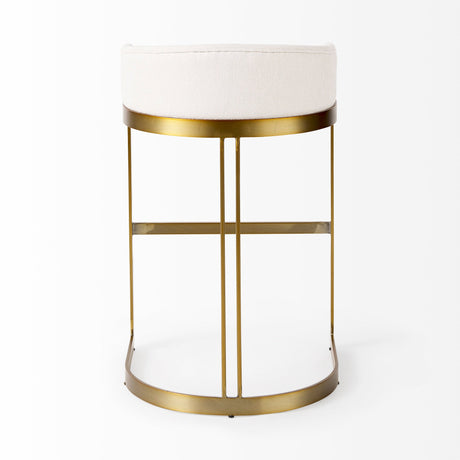 Hollyfield II Cream Fabric Seat W/ Gold Metal Base Bar Stool by Mercana at Eve Furniture