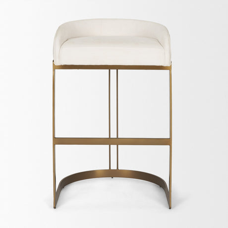 Hollyfield II Cream Fabric Seat W/ Gold Metal Base Bar Stool by Mercana at Eve Furniture