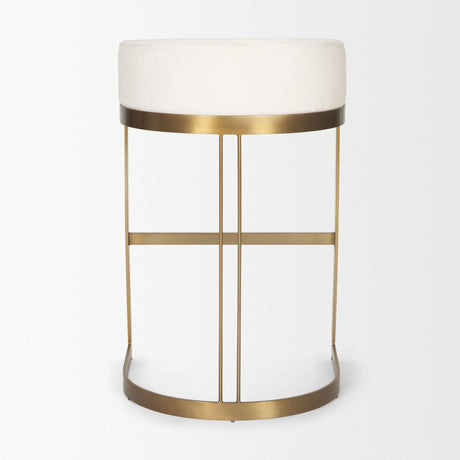 Hollyfield II Cream Fabric Seat W/ Gold Metal Base Bar Stool by Mercana at Eve Furniture