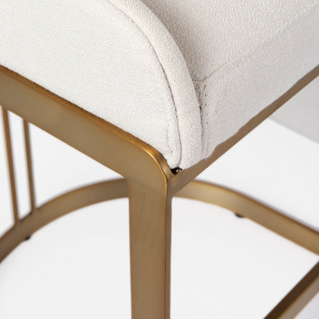 Hollyfield II Cream Fabric Seat W/ Gold Metal Base Bar Stool by Mercana at Eve Furniture
