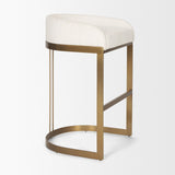 Hollyfield II Cream Fabric Seat W/ Gold Metal Base Bar Stool by Mercana at Eve Furniture