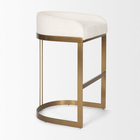 Hollyfield II Cream Fabric Seat W/ Gold Metal Base Bar Stool by Mercana at Eve Furniture