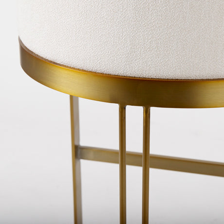 Hollyfield II Cream Fabric Seat W/ Gold Metal Base Bar Stool by Mercana at Eve Furniture
