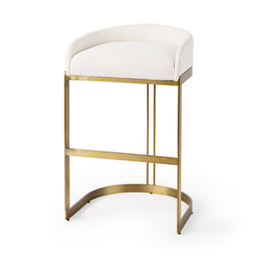 Hollyfield II Cream Fabric Seat W/ Gold Metal Base Bar Stool by Mercana at Eve Furniture