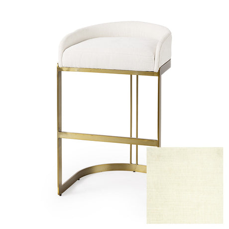 Hollyfield II Cream Fabric Seat W/ Gold Metal Base Bar Stool by Mercana at Eve Furniture