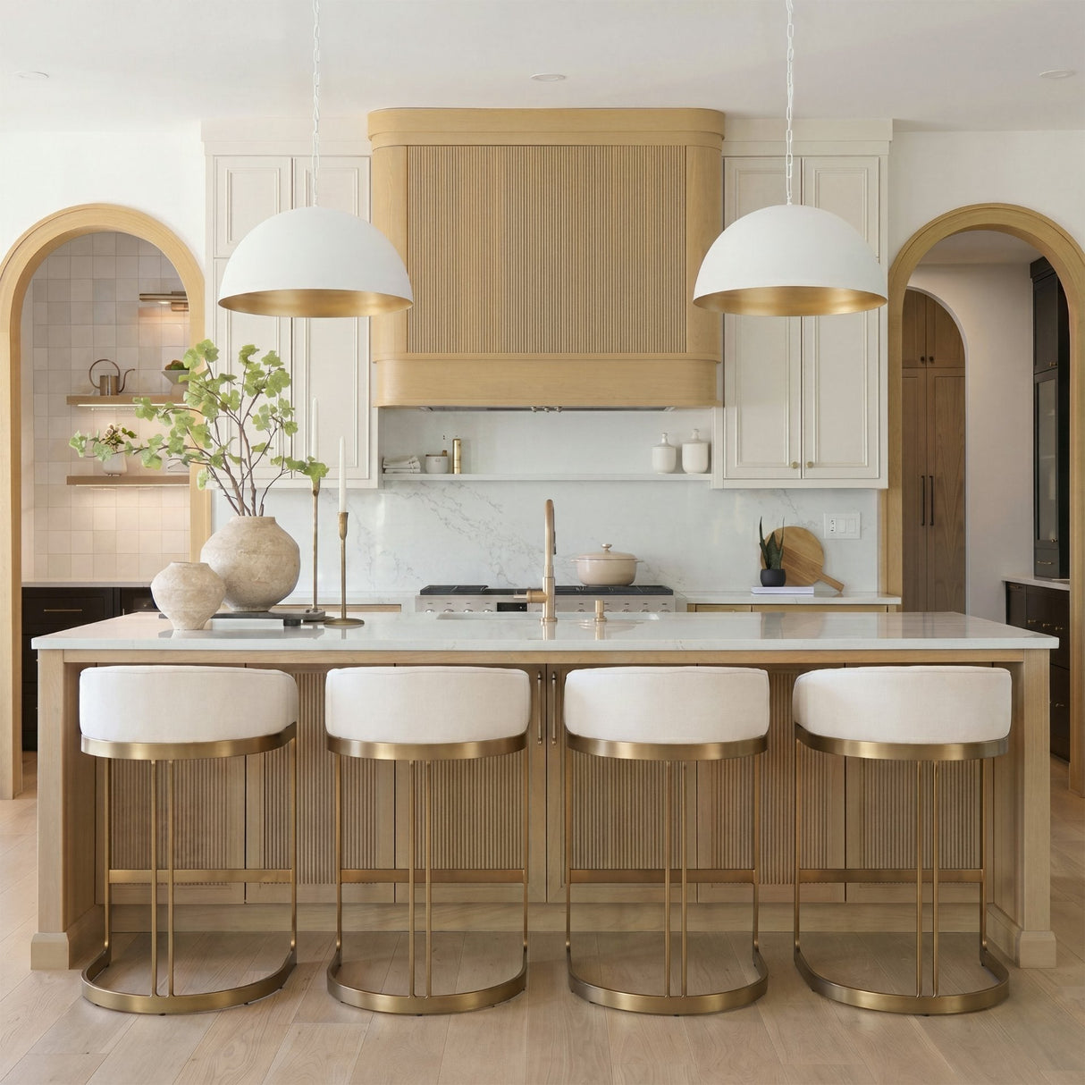 Hollyfield II Cream Fabric Seat W/ Gold Metal Base Counter Stool by Mercana at Eve Furniture