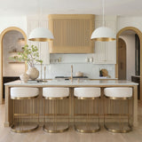 Hollyfield II Cream Fabric Seat W/ Gold Metal Base Counter Stool by Mercana at Eve Furniture