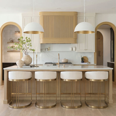 Hollyfield II Cream Fabric Seat W/ Gold Metal Base Counter Stool by Mercana at Eve Furniture