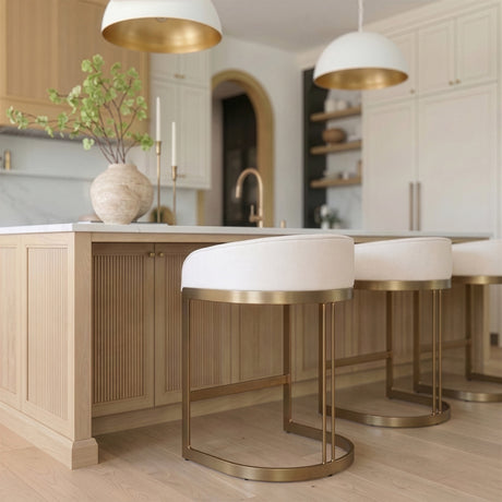 Hollyfield II Cream Fabric Seat W/ Gold Metal Base Counter Stool by Mercana at Eve Furniture