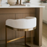 Hollyfield II Cream Fabric Seat W/ Gold Metal Base Counter Stool by Mercana at Eve Furniture
