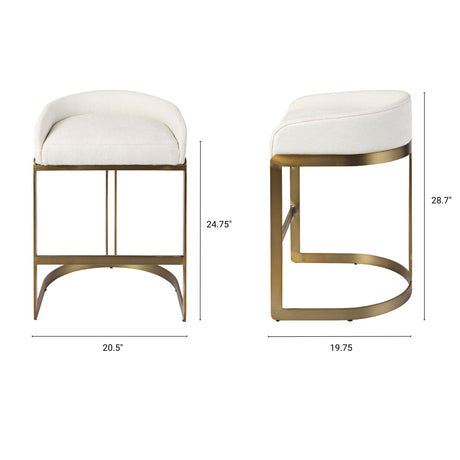 Hollyfield II Cream Fabric Seat W/ Gold Metal Base Counter Stool by Mercana at Eve Furniture