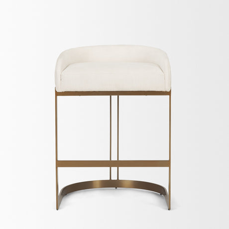 Hollyfield II Cream Fabric Seat W/ Gold Metal Base Counter Stool by Mercana at Eve Furniture