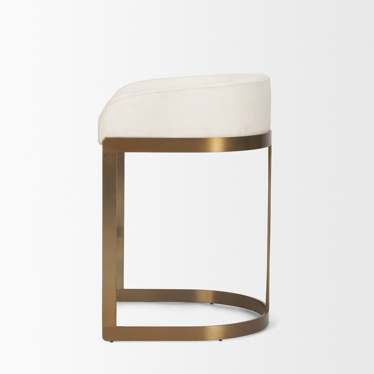 Hollyfield II Cream Fabric Seat W/ Gold Metal Base Counter Stool by Mercana at Eve Furniture