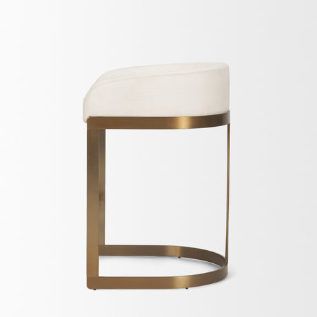Hollyfield II Cream Fabric Seat W/ Gold Metal Base Counter Stool by Mercana at Eve Furniture