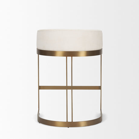 Hollyfield II Cream Fabric Seat W/ Gold Metal Base Counter Stool by Mercana at Eve Furniture