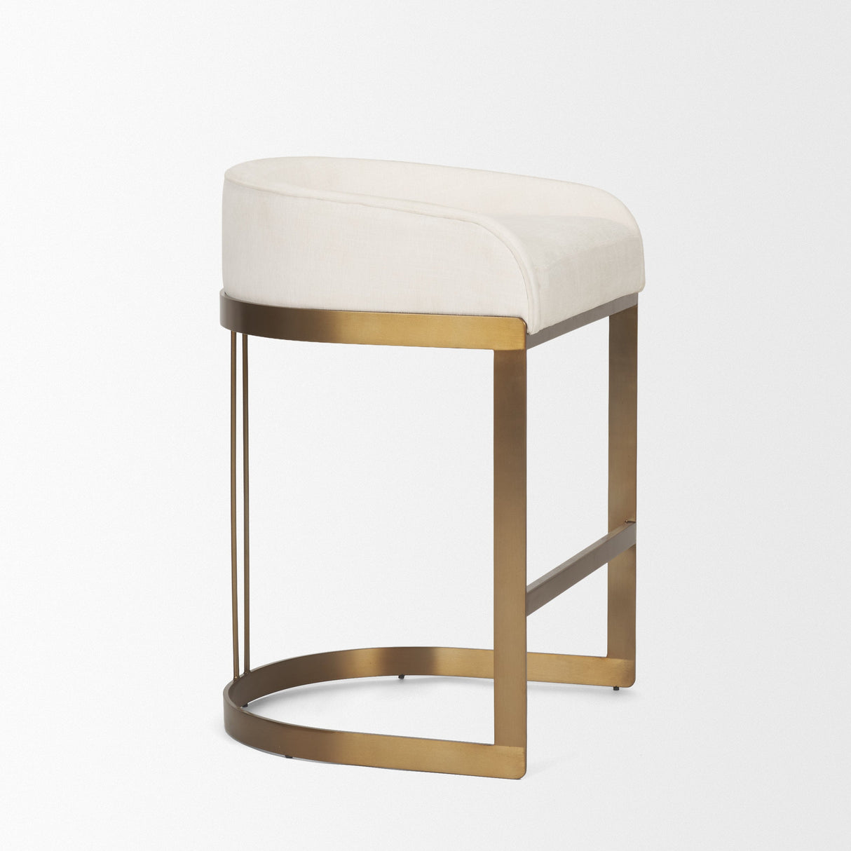 Hollyfield II Cream Fabric Seat W/ Gold Metal Base Counter Stool by Mercana at Eve Furniture