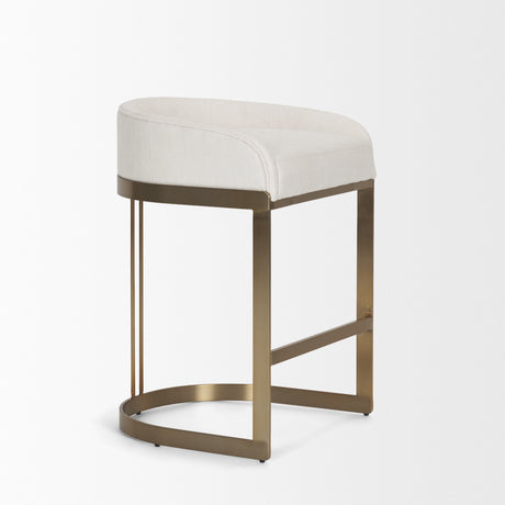 Hollyfield II Cream Fabric Seat W/ Gold Metal Base Counter Stool by Mercana at Eve Furniture