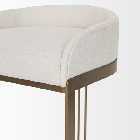 Hollyfield II Cream Fabric Seat W/ Gold Metal Base Counter Stool by Mercana at Eve Furniture