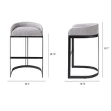 Hollyfield II Gray Fabric Seat W/ Gray Metal Base Bar Stool by Mercana at Eve Furniture