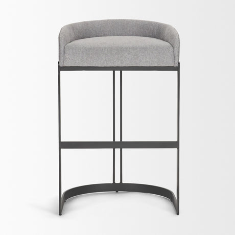 Hollyfield II Gray Fabric Seat W/ Gray Metal Base Bar Stool by Mercana at Eve Furniture