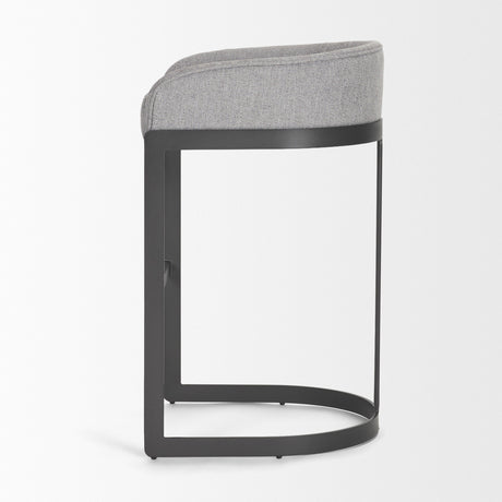 Hollyfield II Gray Fabric Seat W/ Gray Metal Base Bar Stool by Mercana at Eve Furniture