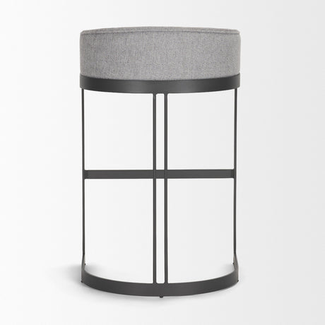 Hollyfield II Gray Fabric Seat W/ Gray Metal Base Bar Stool by Mercana at Eve Furniture