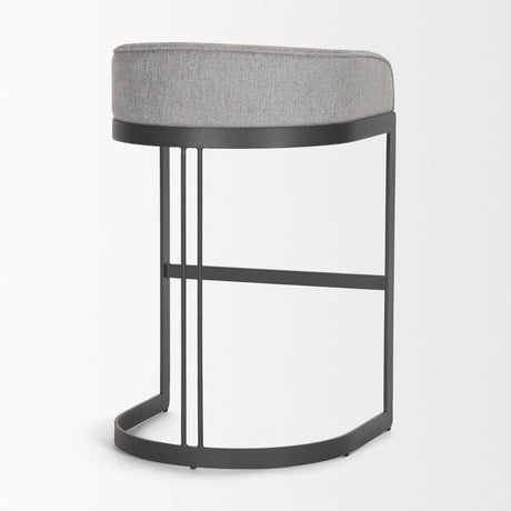 Hollyfield II Gray Fabric Seat W/ Gray Metal Base Bar Stool by Mercana at Eve Furniture