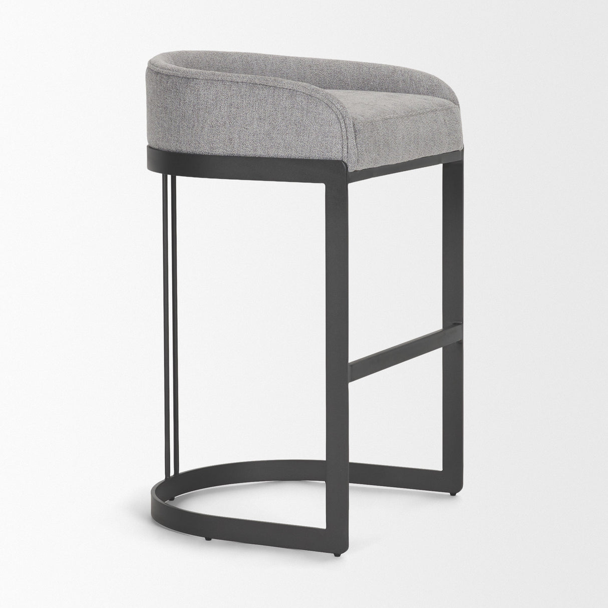 Hollyfield II Gray Fabric Seat W/ Gray Metal Base Bar Stool by Mercana at Eve Furniture