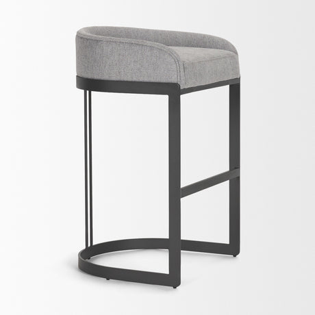 Hollyfield II Gray Fabric Seat W/ Gray Metal Base Bar Stool by Mercana at Eve Furniture
