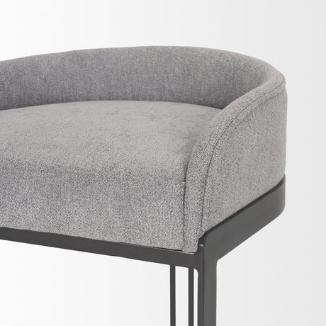 Hollyfield II Gray Fabric Seat W/ Gray Metal Base Bar Stool by Mercana at Eve Furniture
