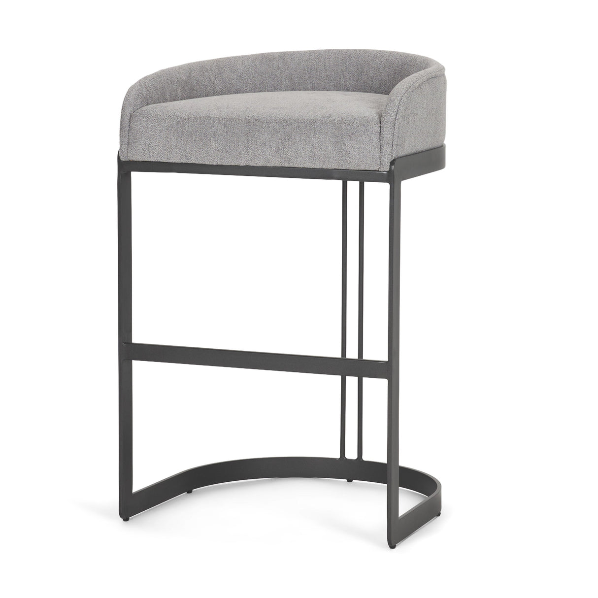 Hollyfield II Gray Fabric Seat W/ Gray Metal Base Bar Stool by Mercana at Eve Furniture