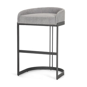 Hollyfield II Gray Fabric Seat W/ Gray Metal Base Bar Stool by Mercana at Eve Furniture