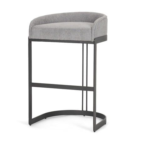 Hollyfield II Gray Fabric Seat W/ Gray Metal Base Bar Stool by Mercana at Eve Furniture
