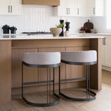 Hollyfield II Gray Fabric Seat W/ Gray Metal Base Counter Stool by Mercana at Eve Furniture