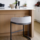 Hollyfield II Gray Fabric Seat W/ Gray Metal Base Counter Stool by Mercana at Eve Furniture