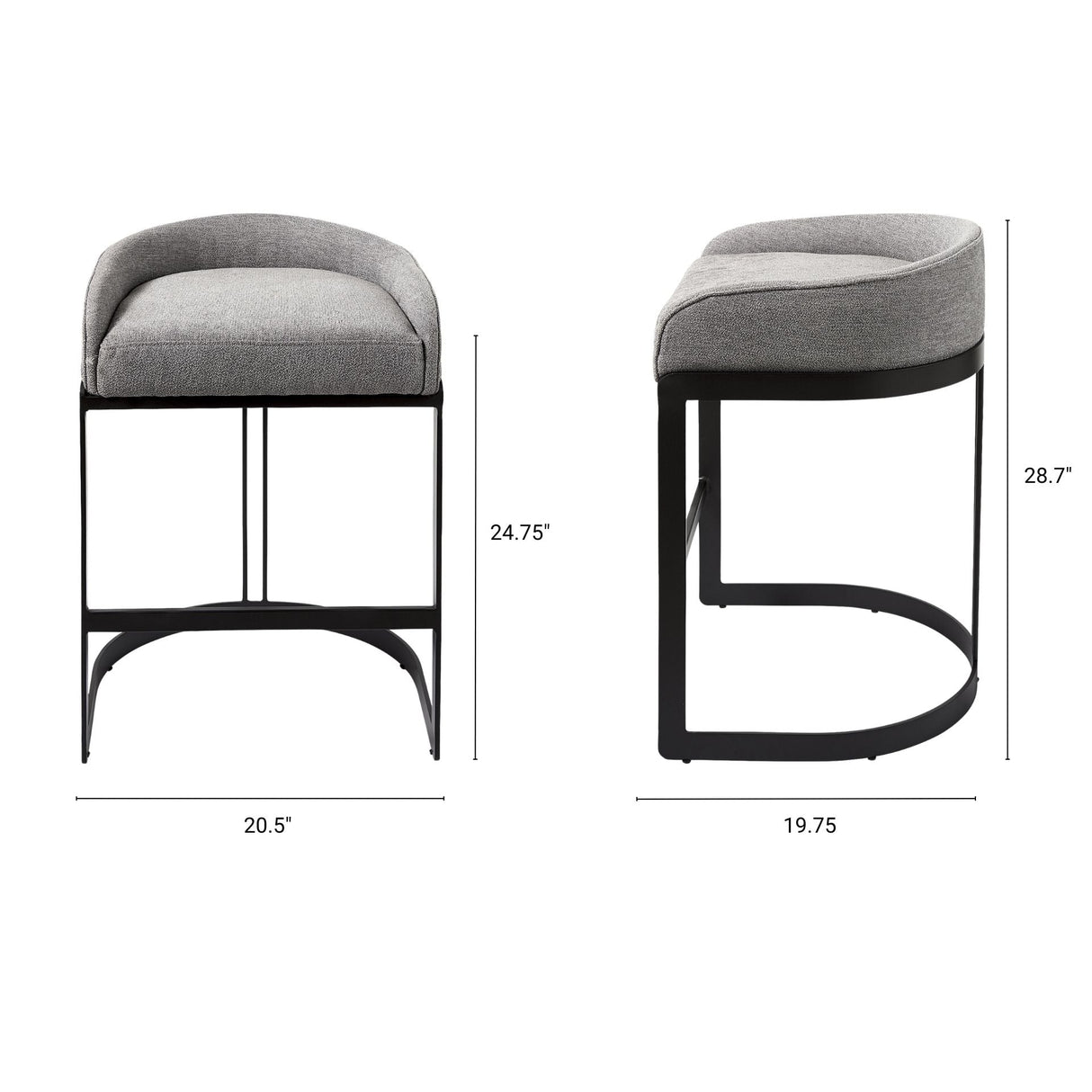 Hollyfield II Gray Fabric Seat W/ Gray Metal Base Counter Stool by Mercana at Eve Furniture