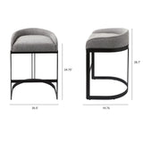 Hollyfield II Gray Fabric Seat W/ Gray Metal Base Counter Stool by Mercana at Eve Furniture