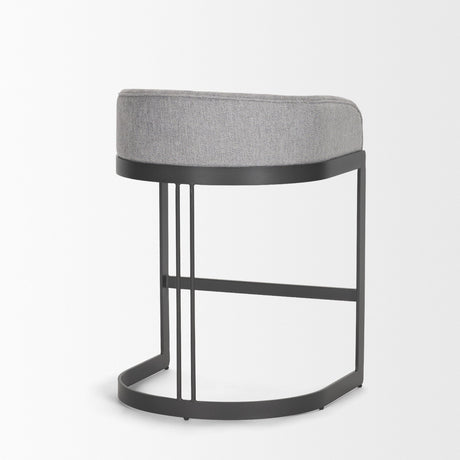 Hollyfield II Gray Fabric Seat W/ Gray Metal Base Counter Stool by Mercana at Eve Furniture