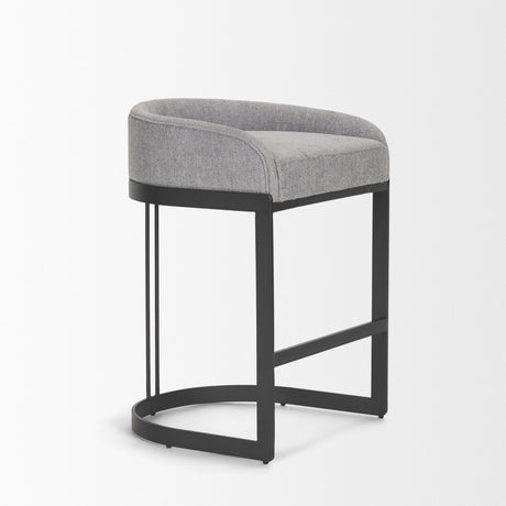 Hollyfield II Gray Fabric Seat W/ Gray Metal Base Counter Stool by Mercana at Eve Furniture